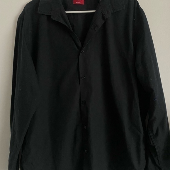 Alfani • Slim Fit Stretch Black Pinstripe Button Down Shirt - Picture 2 of 5